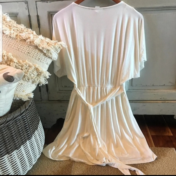 WHITE KIMONO BOHO MINI BEACH DRESS BOUTIQUE S M - Picture 4 of 4